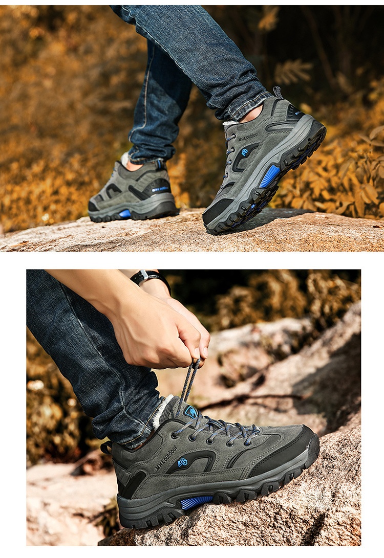 Scarpe da trekking basse da uomo ActiveGo Outdoor, calde, autunnali e invernali, antiscivolo, foderate in pile_voghion.com