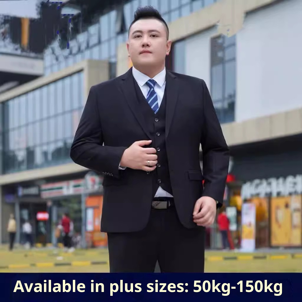 boy Simple Casual Suit Set 2024 Autumn New Business Professional Formal Wear Plus Size Men's Jacket_voghion.com