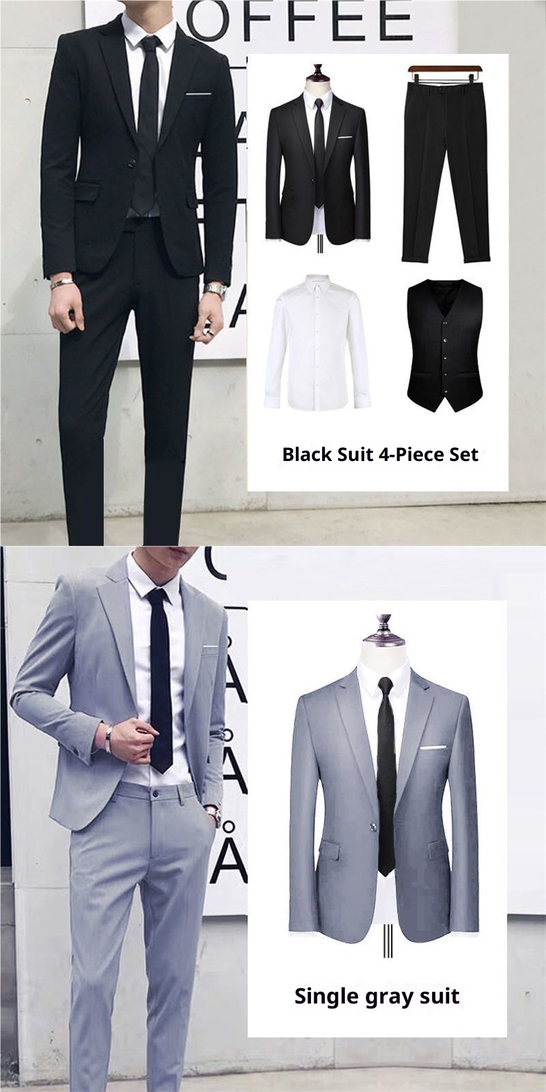 Costume trois pièces pour homme, coupe slim, décontracté et professionnel, style coréen, idéal pour les jeunes étudiants._voghion.com