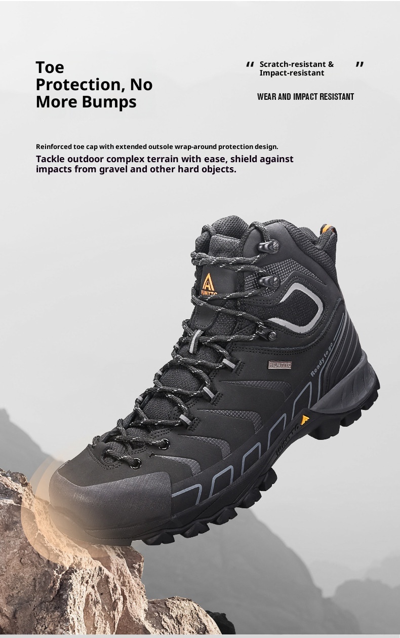 Stivali ShoeGlobe Hantu da uomo, scarpe impermeabili da esterno per autunno e inverno, in vera pelle, resistenti all'usura._voghion.com