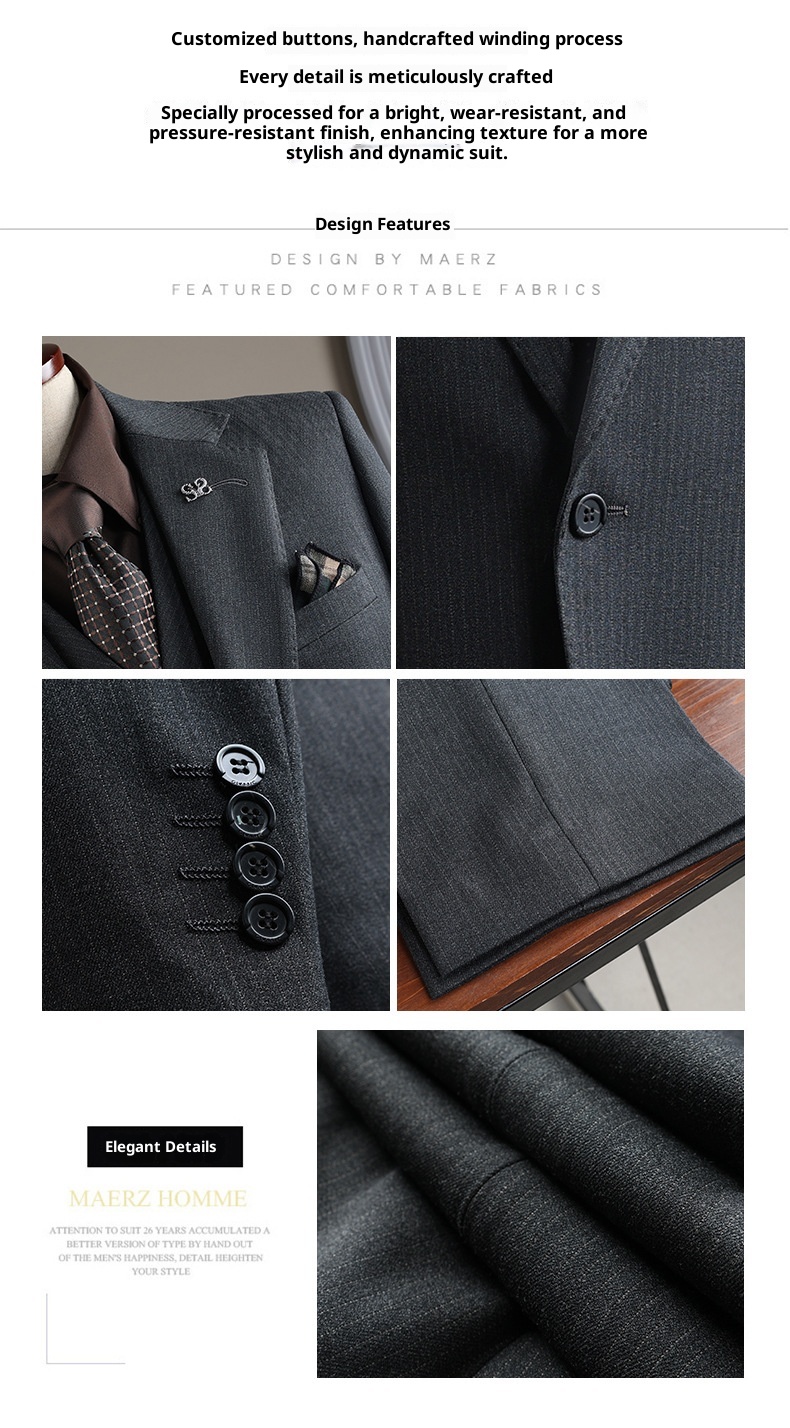 Costume rayé grande taille pour homme, idéal pour les occasions formelles, les banquets, les mariages et autres événements professionnels._voghion.com