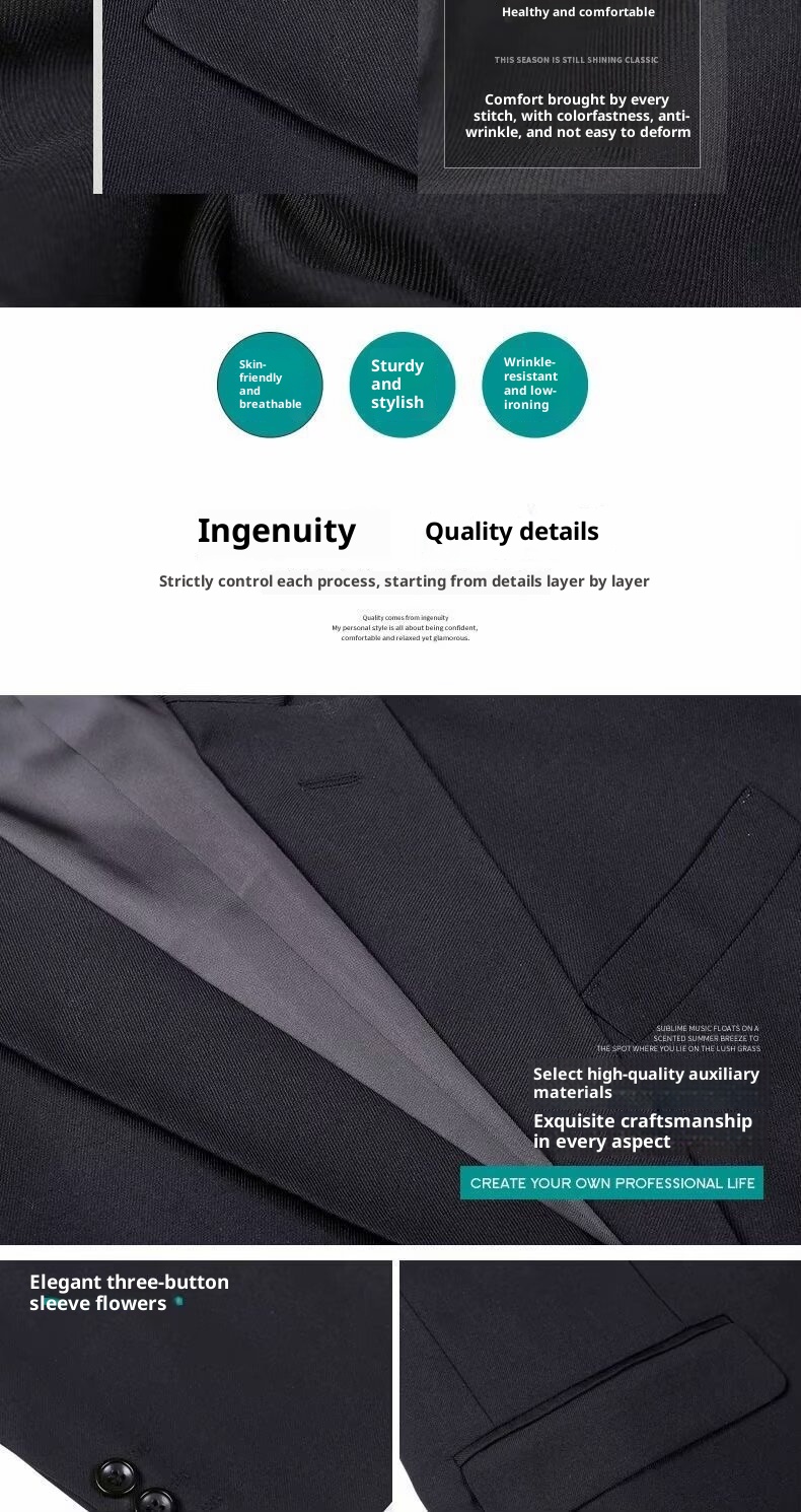 boy Simple Casual Suit Set 2024 Autumn New Business Professional Formal Wear Plus Size Men's Jacket_voghion.com