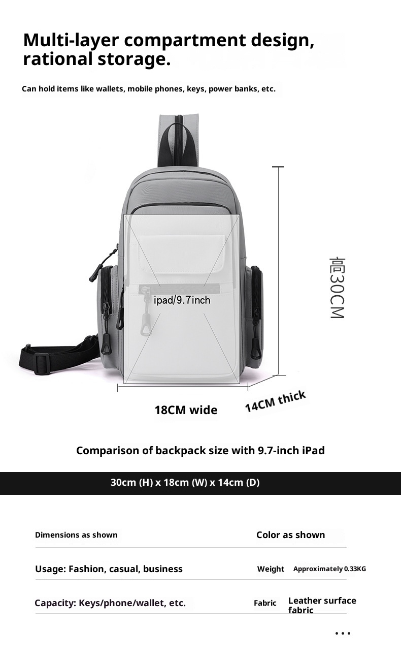 001 Nieuwe grote borsttas met grote capaciteit, modetrend, enkele schoudertas, zakelijke reistas voor heren, Oxford-stof rugzak_voghion.com