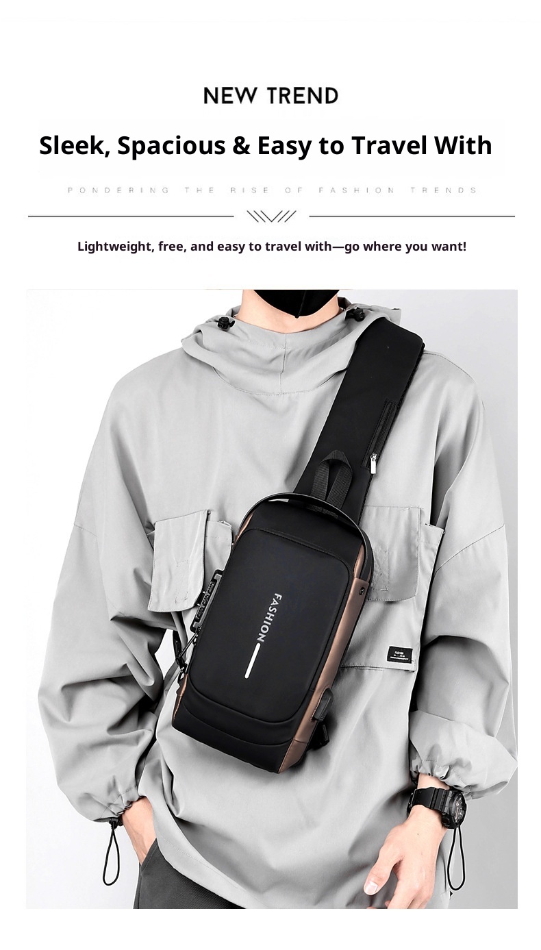 001 Crossbody For Men, High-End Waist Password Lock, Men's Chest With USB Charging, Versatile Outdoor Travel Bag_voghion.com
