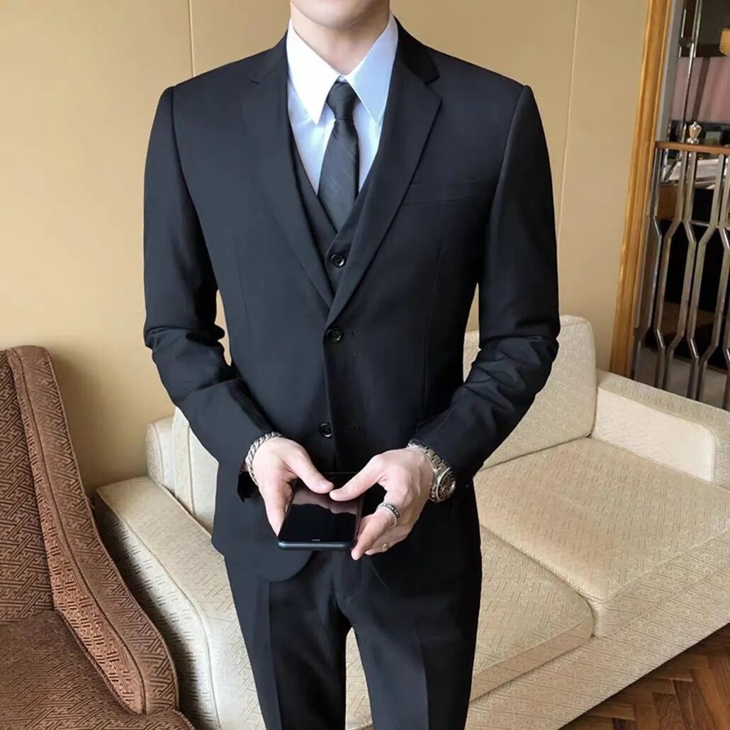 Completo da uomo in stile coreano, giacca, uniforme di gruppo, sposo, sposo, matrimonio, business, professionale, formale, piccolo abito per uomo_voghion.com