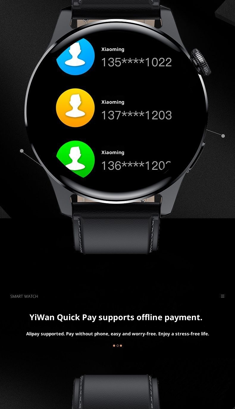 Smart Wach Uomini e donne Blueooh Chiama Tecnologia nera Trasmette Ascolta Rae Misurazione della pressione sanguigna Sport_voghion.com