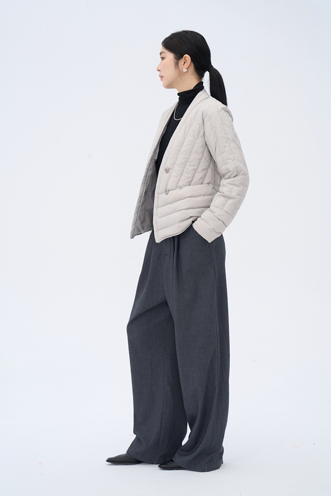 Veste courte pour femme ChicShe 2025, style coréen, col en V, doublure intérieure en duvet de canard blanc, chaude, élégante, légère, coupe ajustée_voghion.com