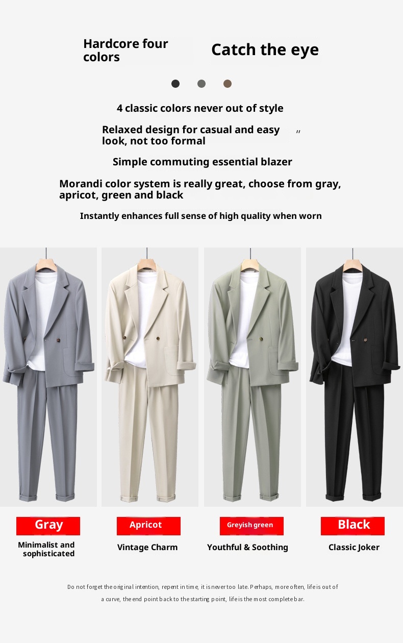 boy Spring And Autumn New Loose Fit Draped Set For Men Korean Trendy Handsome Casual Mature Style Men's Three-Piece Suit_voghion.com