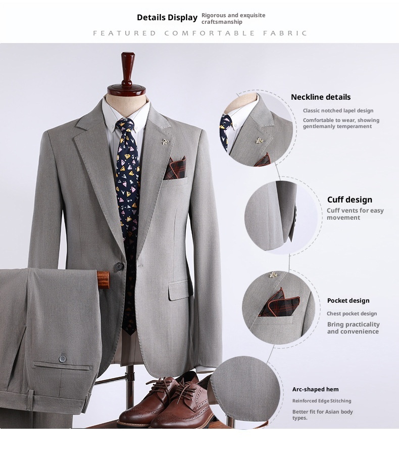 Abito da uomo slim fit professionale, da sposo, da lavoro, antipiega, stile business, blazer piccolo_voghion.com