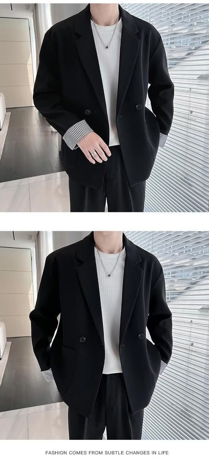 Vestito da uomo primavera autunno, abito casual chiaro e bello, top versatile in tinta unita, alla moda e ampio_voghion.com