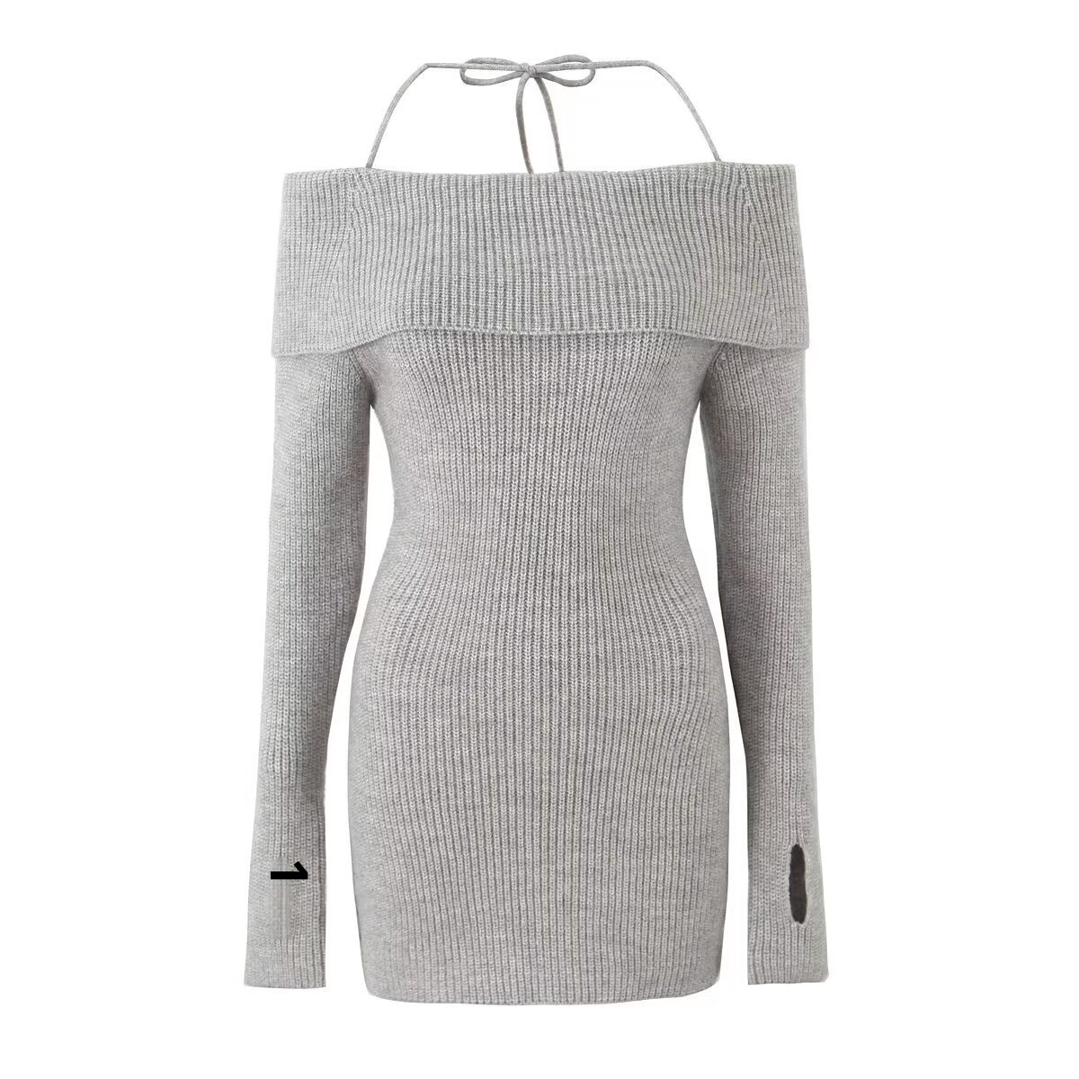 Robe moulante courte en maille à lacets, épaules dénudées et style européen et américain GraceChic, collection automne Pure Desire._voghion.com