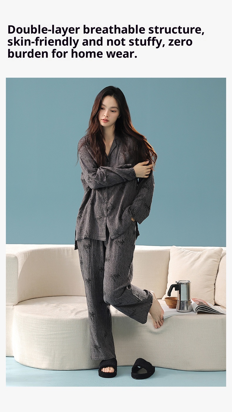 ChicShe Babyweicher, doppellagiger Baumwoll-Langarmpyjama aus reiner Baumwolle (Klasse A) – Damen-Herbst-Set für höchsten Wohnkomfort_voghion.com