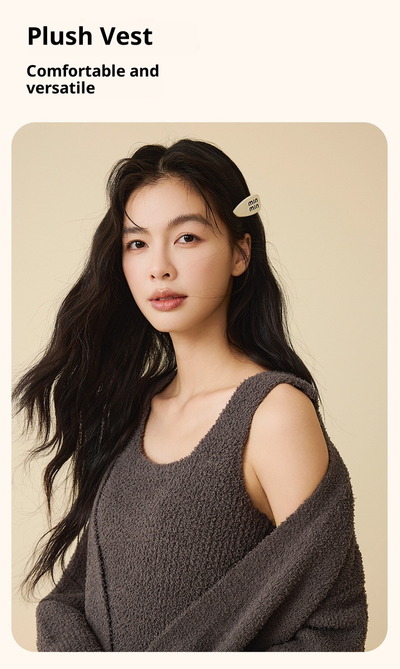 ChicShe New Soft Fluffy Half-Fleece Pajamas Women, Autumn And Winter Korean Style Elegant Camisole Three-Piece Set, Suitable For_voghion.com