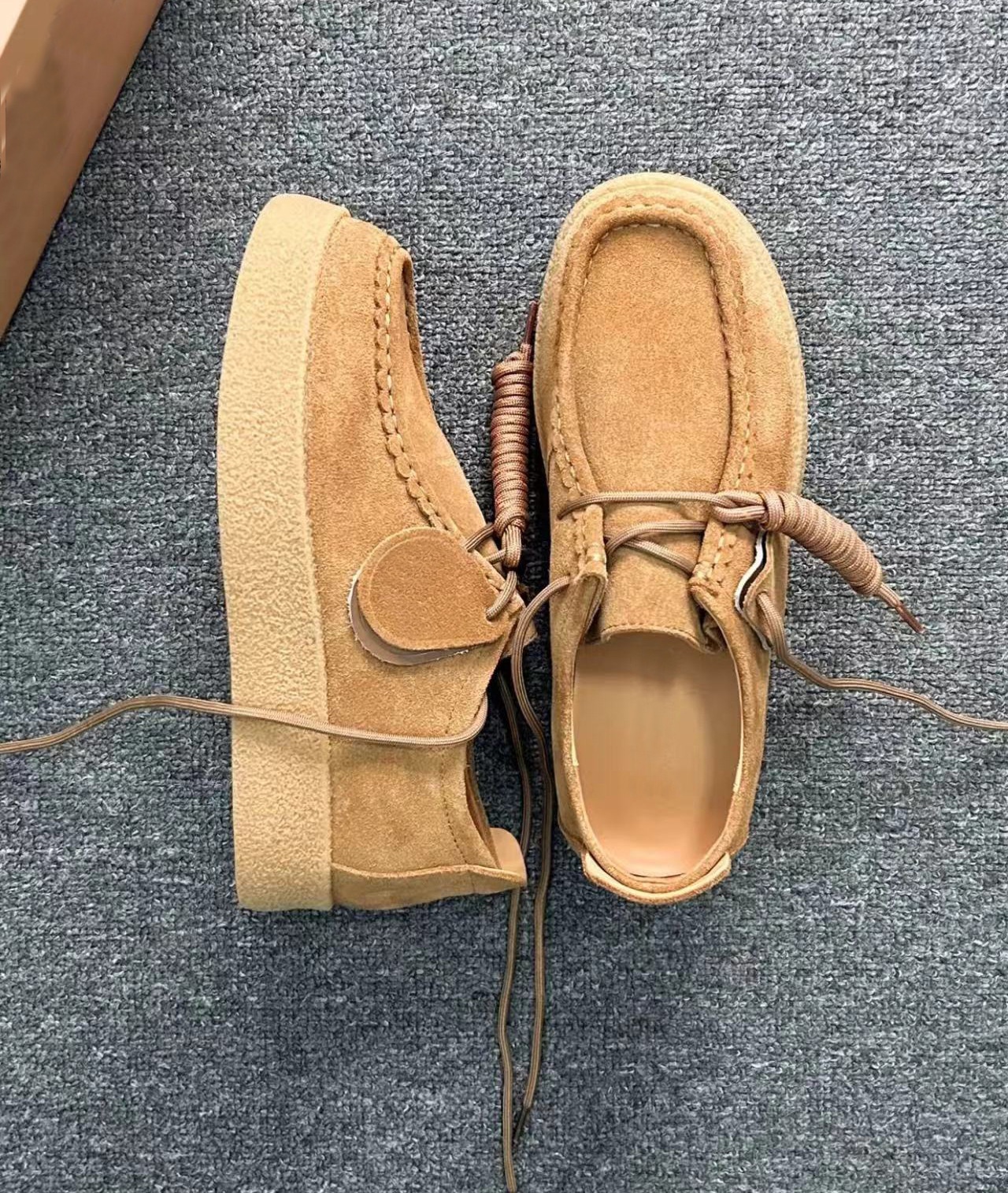 ShoeGlobe Echt Leer~Dong Jie Same Style Kangoeroe Herfst Winter Nieuwe Veterschoenen Retro Platte Casual Schoenen Dikke Zolen Sneakers Voor_voghion.com