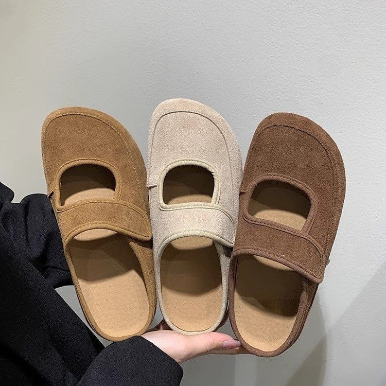 ShoeGlobe Celebrity Thick-Soled Mary Jane Closed-Toe Half Slippers Women's Shoes Autumn Winter New Style Paired With Dresses_voghion.com