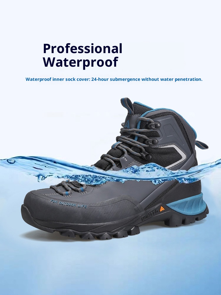 ShoeGlobe Hantu impermeabili da uomo, stivali da pioggia pesanti per autunno e inverno, scarpe sportive alte da esterno, antiscivolo e resistenti all'usura_voghion.com