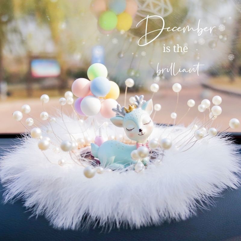 Sichere Reise Hirsch-Ornament, Parfümhalter, Beichtballon, Perlenfeder, Anti-Rutsch-Matte, Auto-Innenausstattung_voghion.com