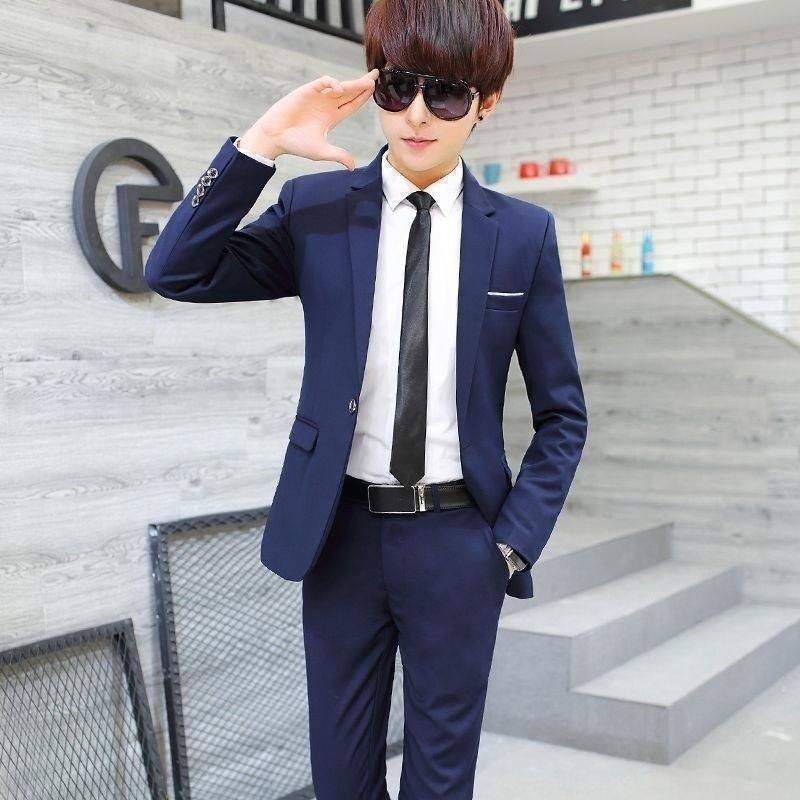 ragazzo ragazzo autunno inverno ispessito stile coreano uomo casual giacca cappotto giovane britannico slim fit sociale singolo due pezzi set_voghion.com