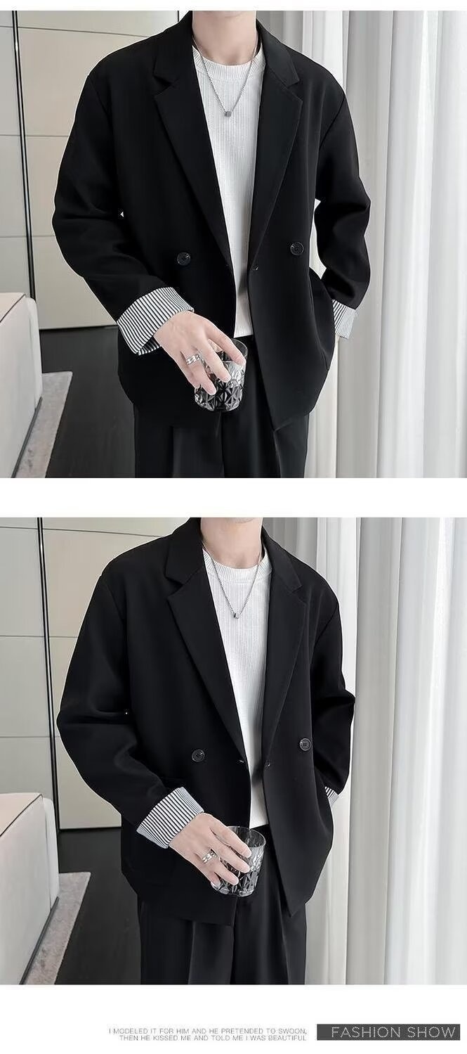 Vestito da uomo primavera autunno, abito casual chiaro e bello, top versatile in tinta unita, alla moda e ampio_voghion.com