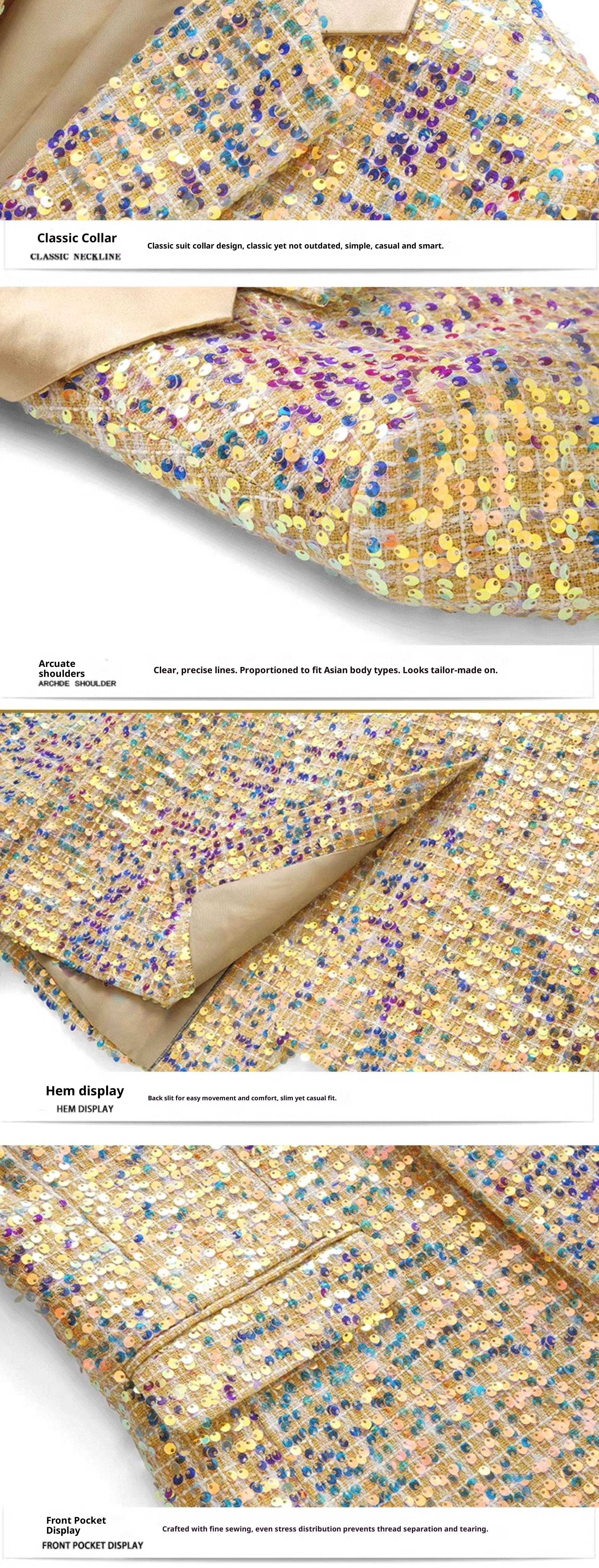 boy Cross-Border Trade New Men's Suit Hollow Slim Fashion Plus Size Shiny Performance Outfit Two-Piece Set_voghion.com