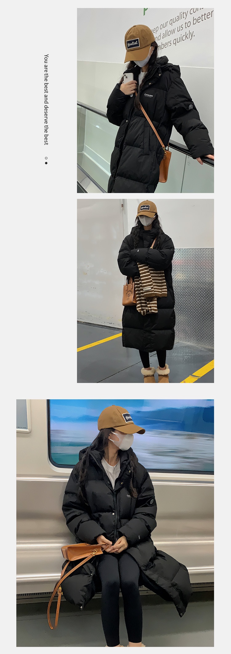 Doudoune longue ChicShe en coton pour femme, arrivant au-dessus du genou, extra longue, collection hiver 2023, manteau épais et ample pour couple_voghion.com