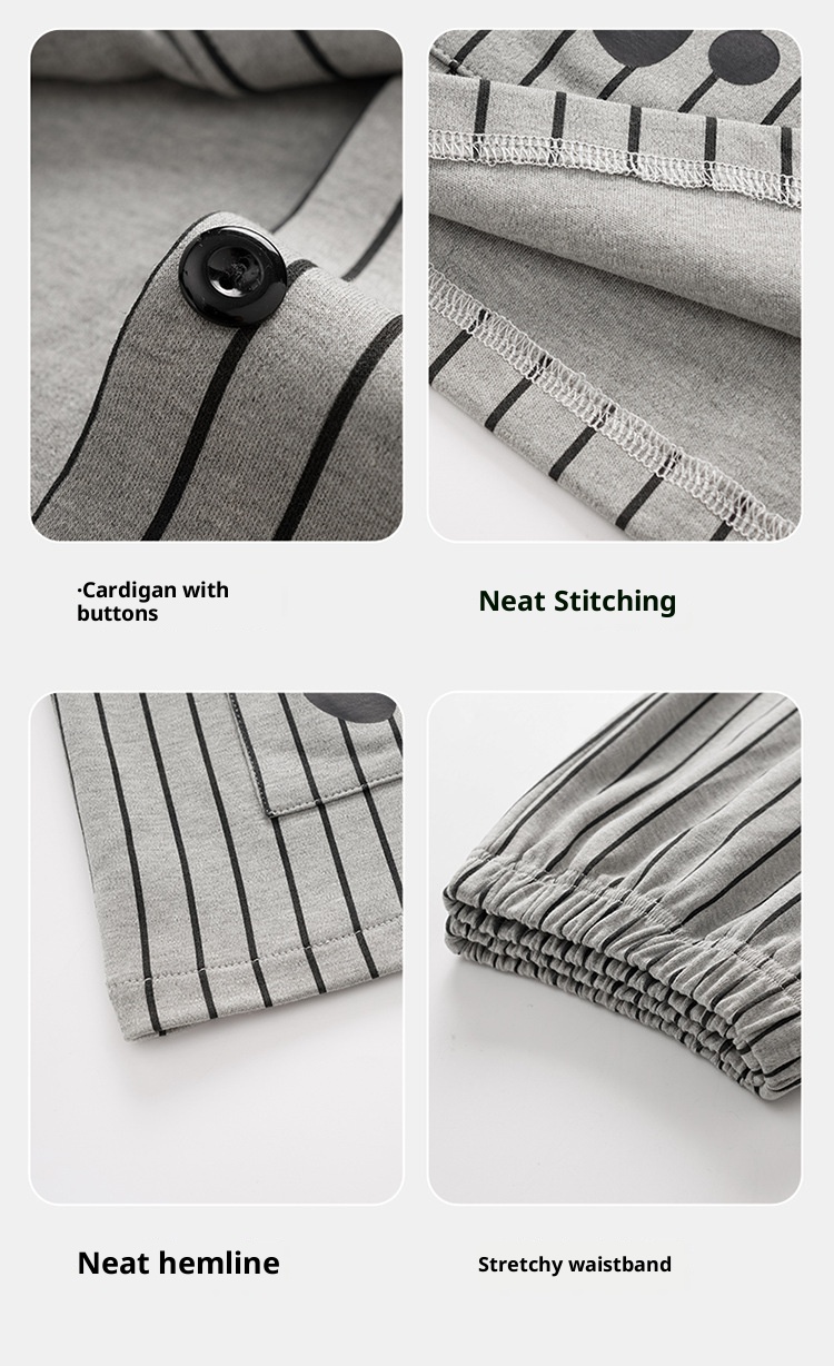 ChicShe 2025 New Cotton Pajamas For Women Spring And Autumn Long Sleeve Loose Striped Set Ladies Homewear Wearable Cartoon_voghion.com