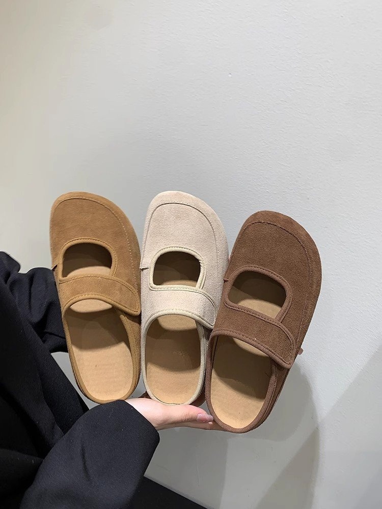 ShoeGlobe Celebrity Thick-Soled Mary Jane Closed-Toe Half Slippers Women's Shoes Autumn Winter New Style Paired With Dresses_voghion.com