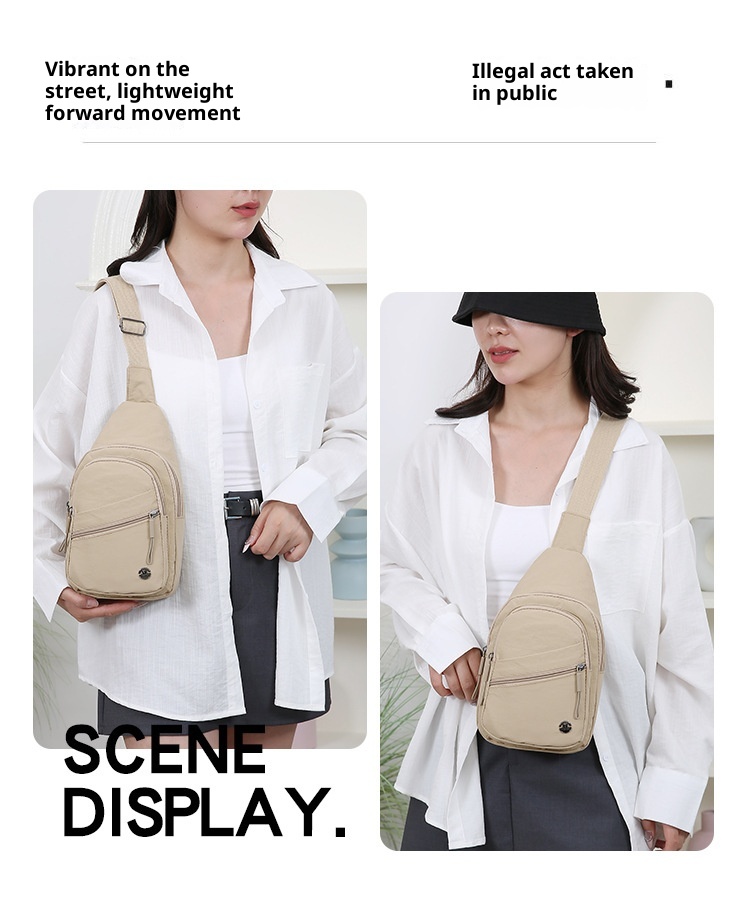 001 Japanese Style Simple Women's Chest Large Capacity Solid Color Casual Shoulder Multi-Compartment Versatile Outdoor_voghion.com