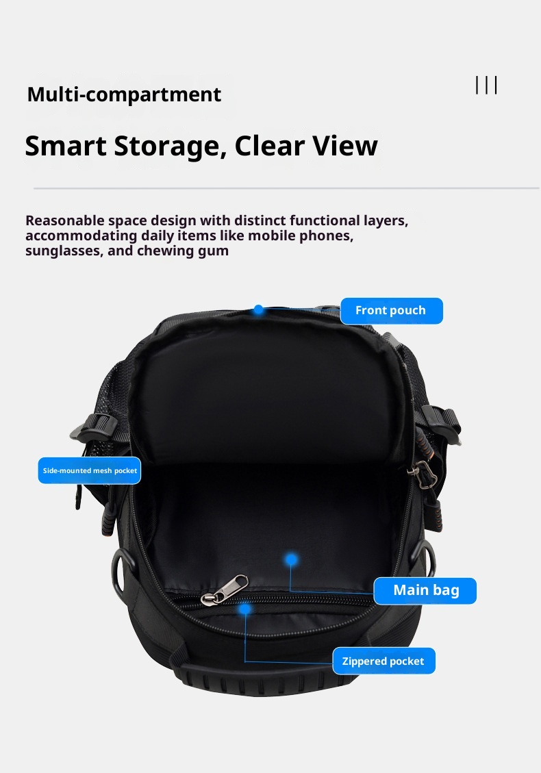 001 New Crossbody Men, Multifunctional Outdoor Chest Bag, Large Capacity, Durable, Personalized Single Shoulder For Work And_voghion.com