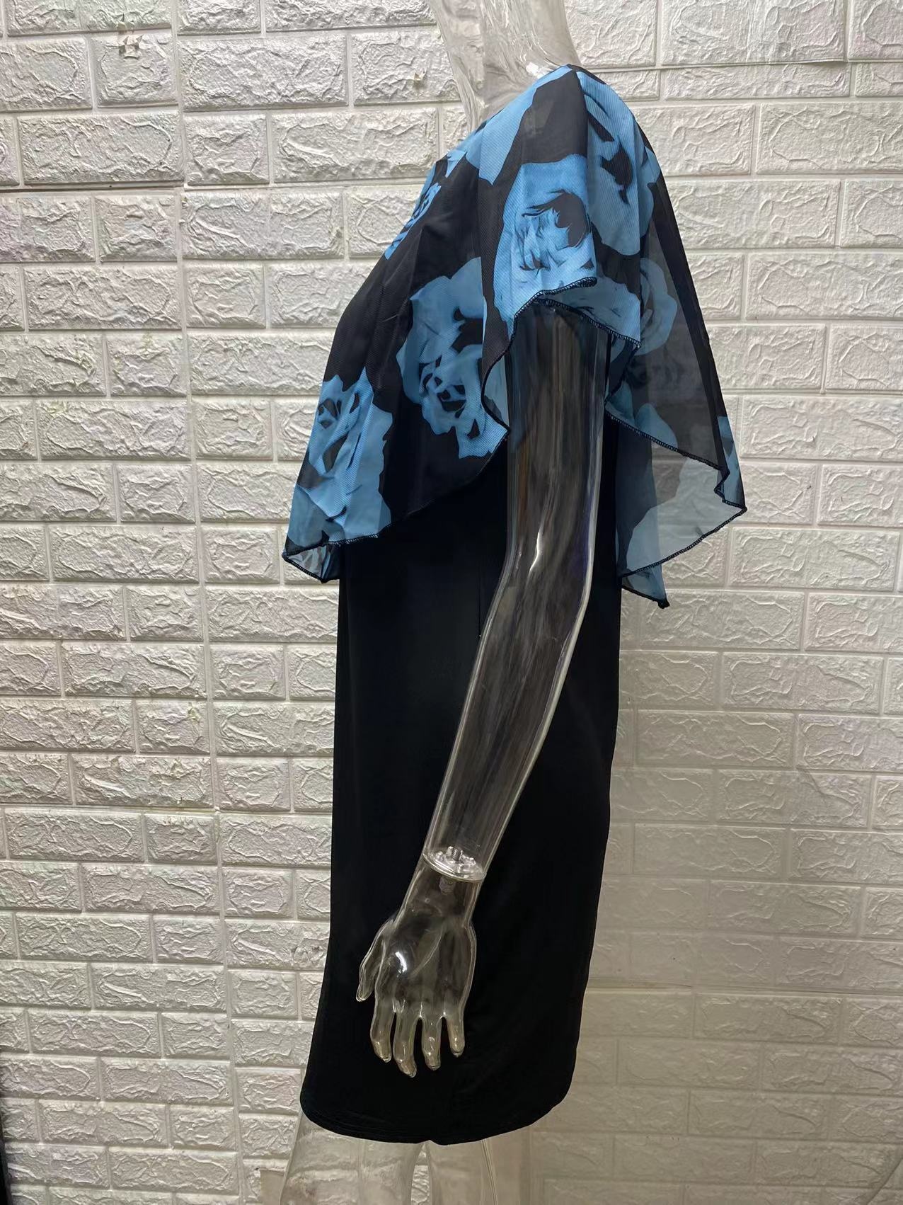 GraceChic Neues Rosenprint-Schalkleid für Damen, figurbetont, figurbetont, in Übergrößen_voghion.com