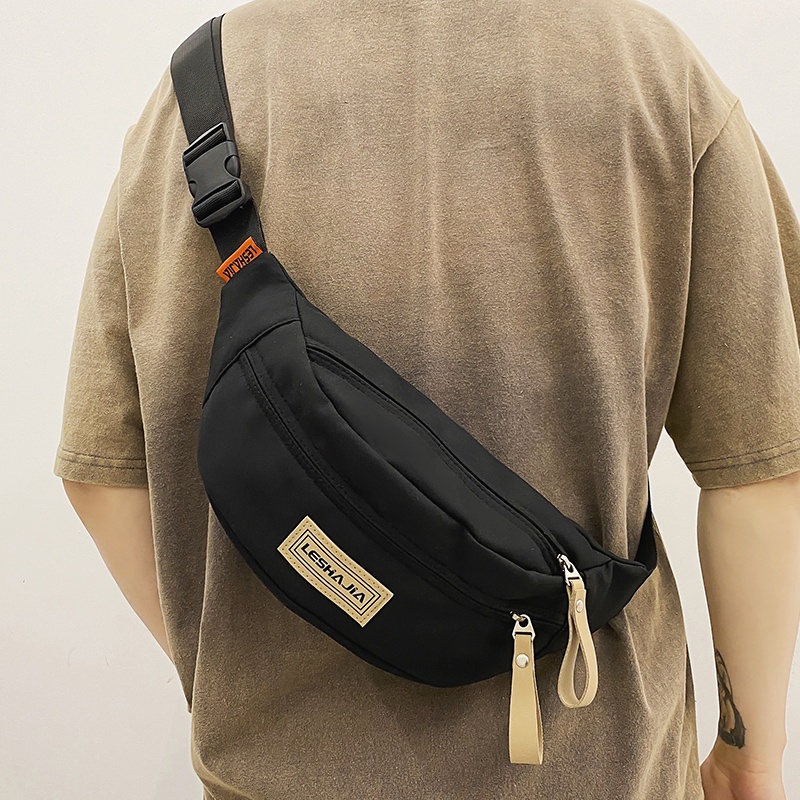 001 Single Shoulder Chest Men's Sports Casual Waist Bag Lightweight Simple Crossbody Backpack Versatile Trendy Brand Women_voghion.com