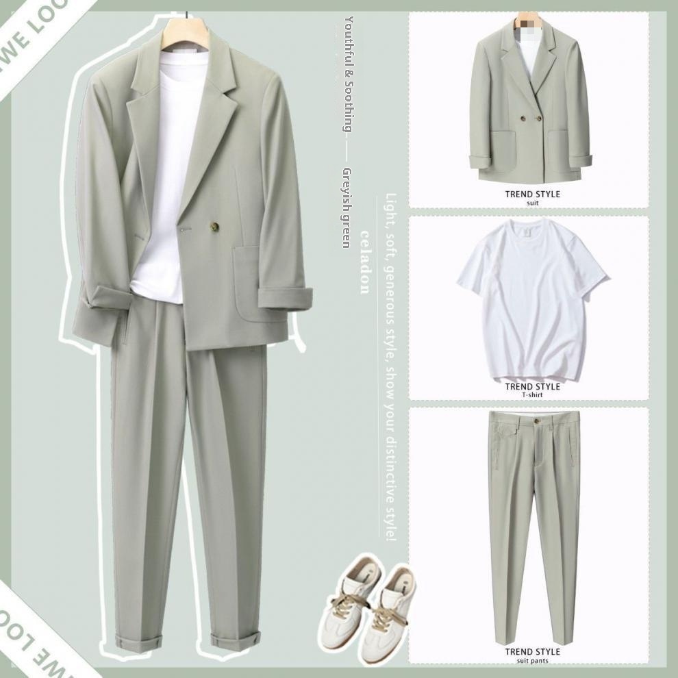 boy Spring And Autumn New Loose Fit Draped Set For Men Korean Trendy Handsome Casual Mature Style Men's Three-Piece Suit_voghion.com