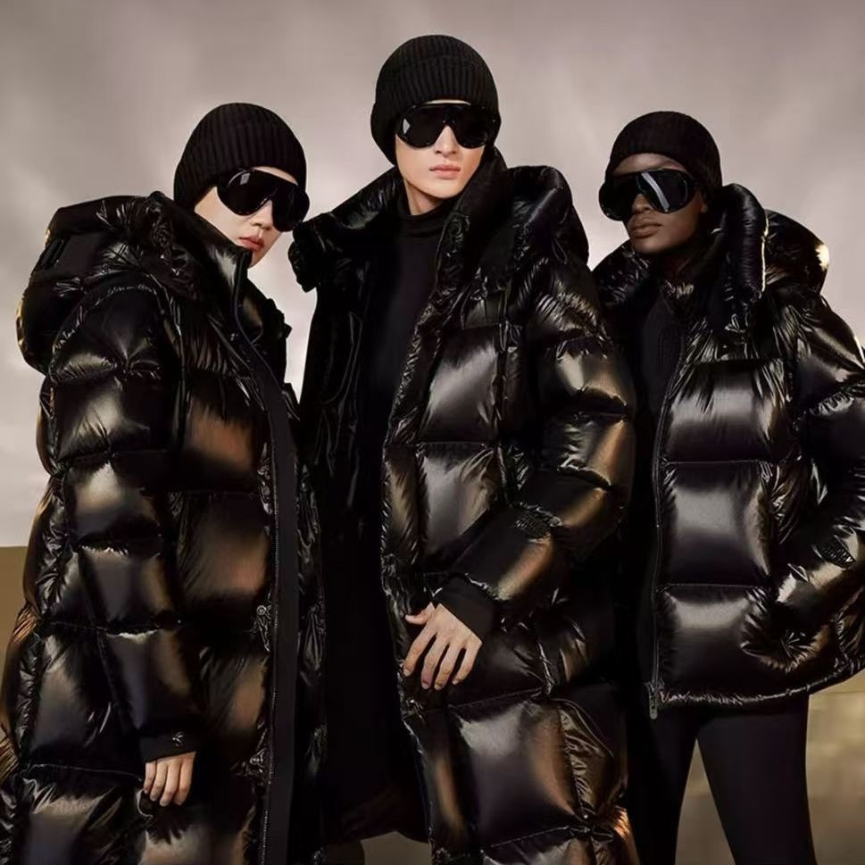 ChicShe Diamond Down Jacket With Graphene Heating Warrior Black Gold Long Cotton Coat Thickened European Goods Export_voghion.com