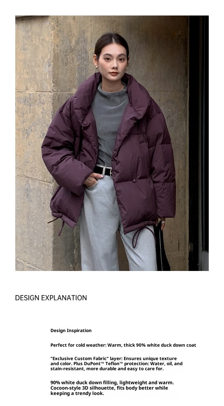 ChicShe Mulan Drawstring Hem Loose Jacket 2025 Thirteen Lines Winter New Warm White Duck Down Coat 51373_voghion.com