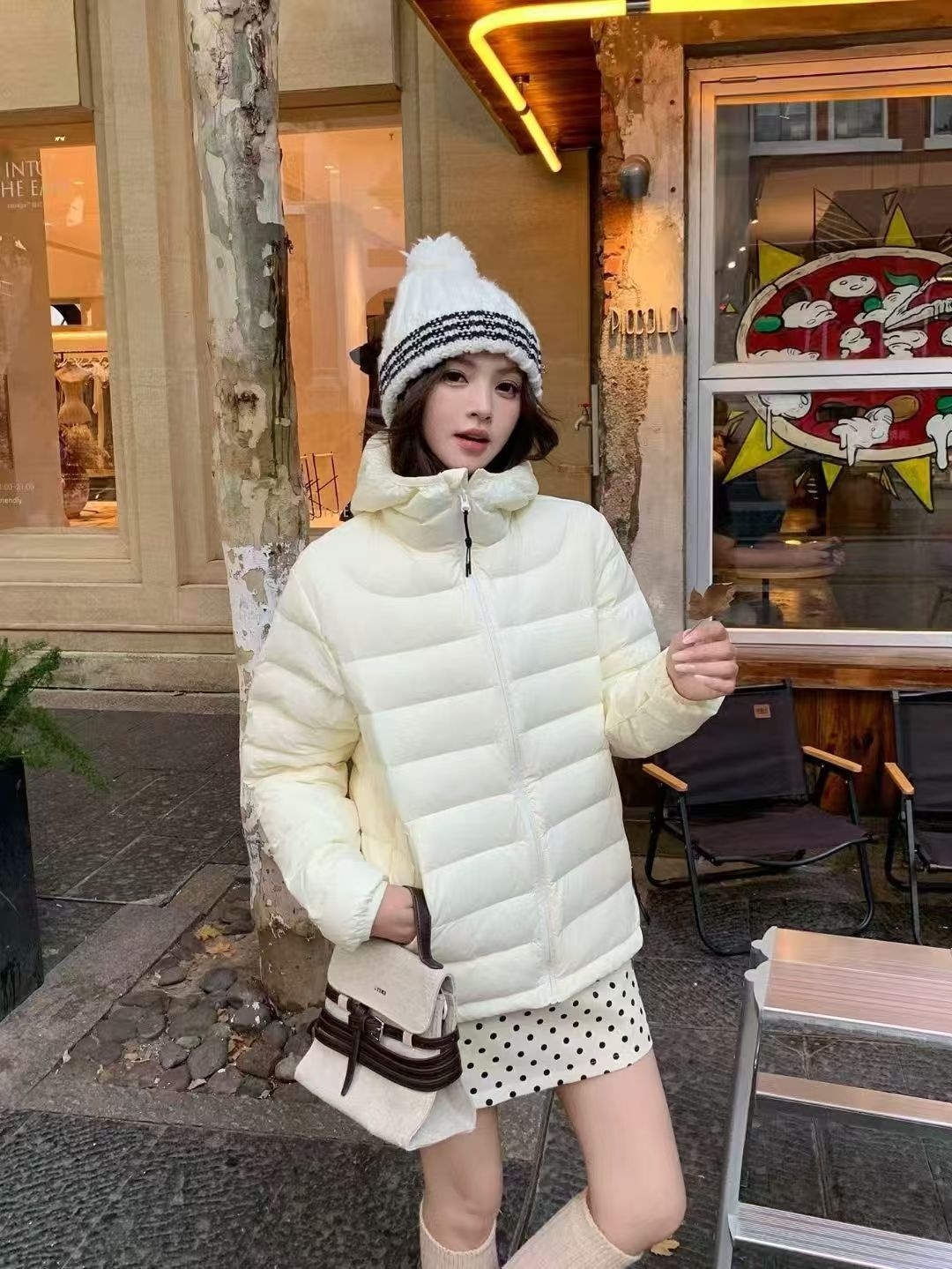 ChicShe Autumn Winter Jacket For Men And Women Couples 90% Duck Down Simple Ribbed Fashion Thin Slim Fit Hooded Warm Coat_voghion.com