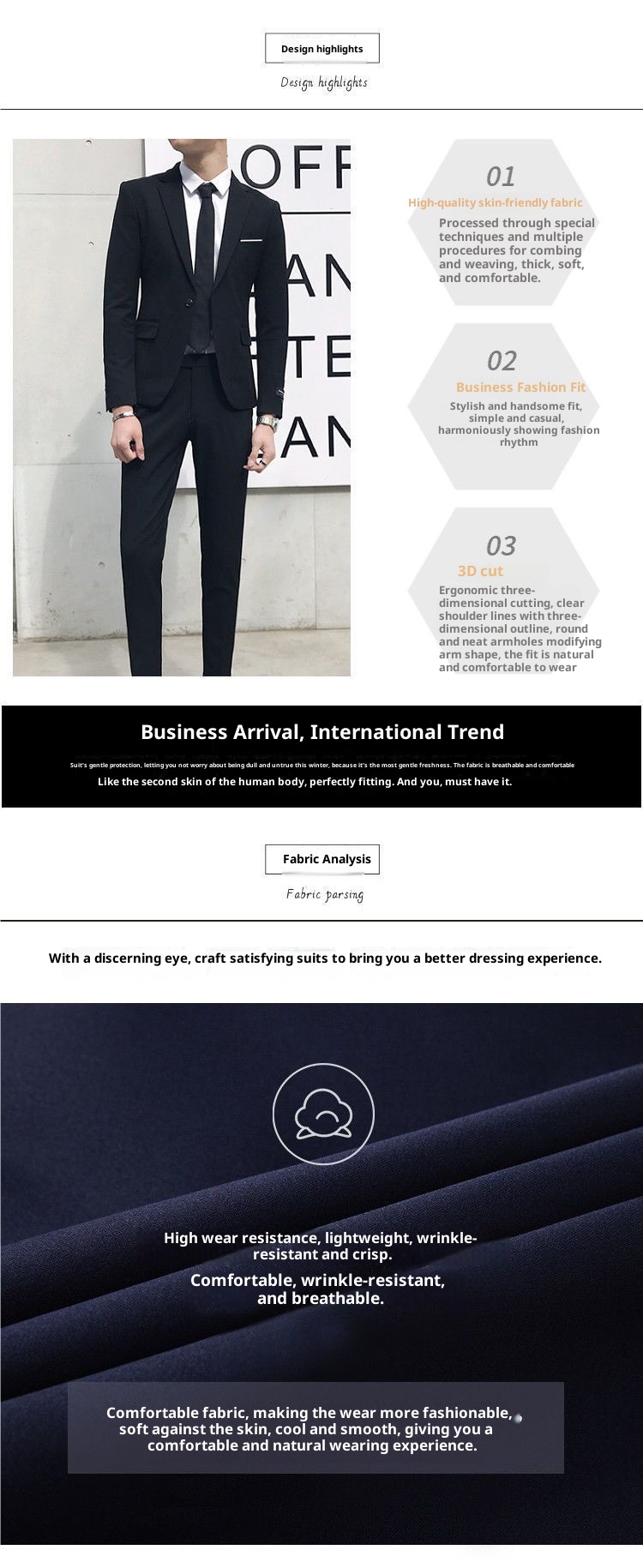 Costume trois pièces pour homme, coupe slim, décontracté et professionnel, style coréen, idéal pour les jeunes étudiants._voghion.com