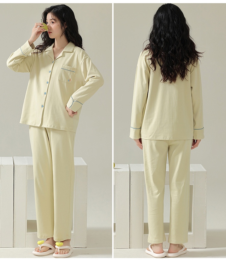 Pigiama da donna in tinta unita ChicShe in cotone autunno 2025, nuovo cardigan primaverile, manica lunga, stile celebrità di Internet, set da casa_voghion.com