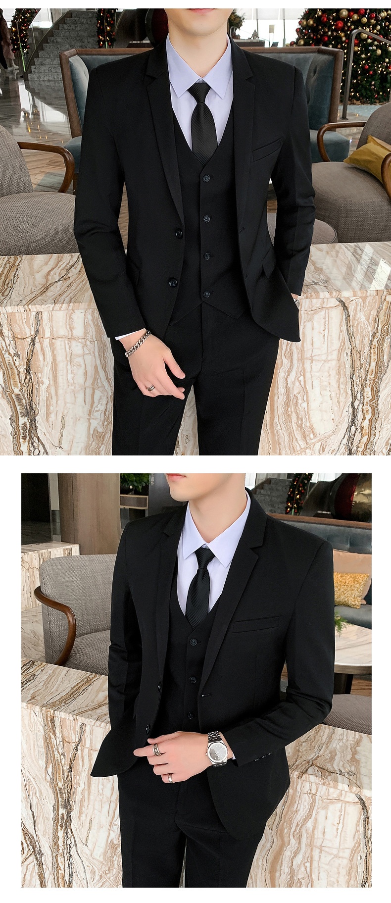 Ensemble garçon d'honneur, costume complet, infroissable, coupe ajustée, costume de mariage neuf pour marié, costume professionnel décontracté et formel pour petite taille._voghion.com