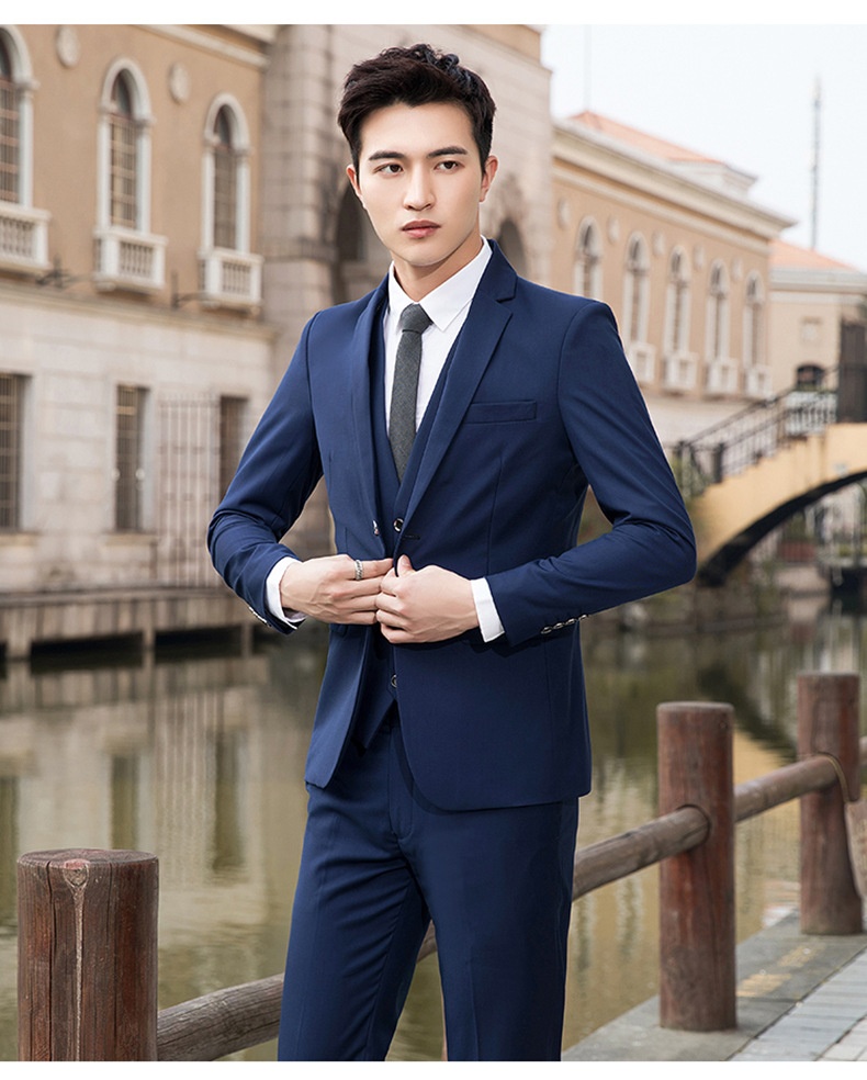 Jongens heren lente- en herfstset, Koreaans slim fit professioneel formeel pak, driedelig pak voor heren, bruidsjonker_voghion.com