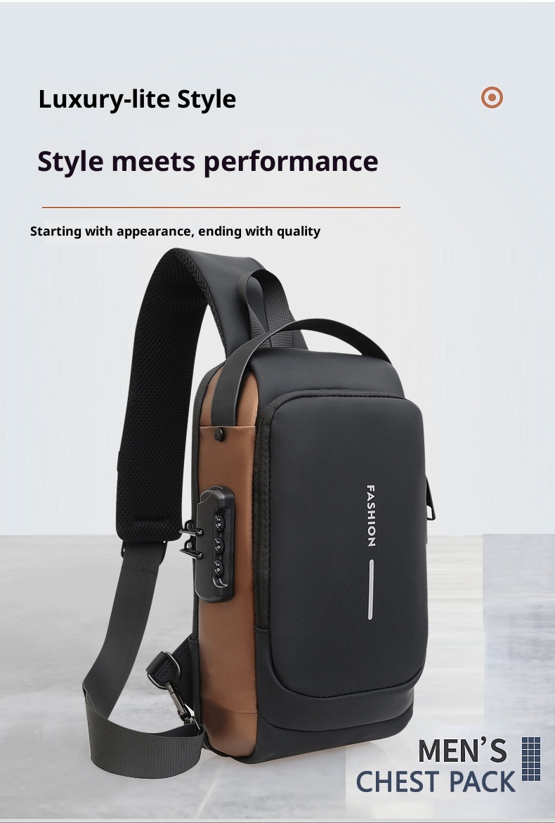 001 Erkek Göğüs Çantası, Şifreli Kilit, Hırsızlığa Karşı Dayanıklı Bisiklet, Günlük Açık Hava Koşu Seyahat Bel Çantası, Tek Omuz_voghion.com