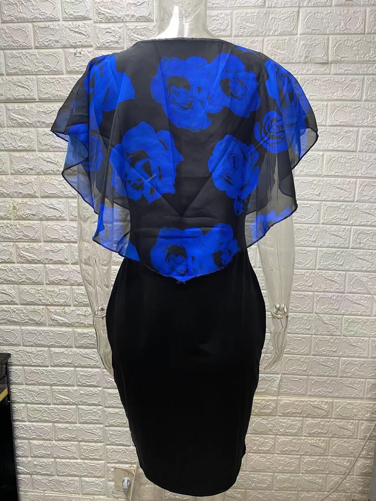 GraceChic Neues Rosenprint-Schalkleid für Damen, figurbetont, figurbetont, in Übergrößen_voghion.com