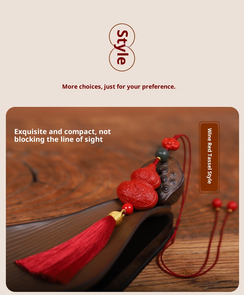 Manufacturer's New Product Red Cinnabar Gourd Hanging Prosperity And Abundance, Creative Rearview Mirror Ornament For_voghion.com