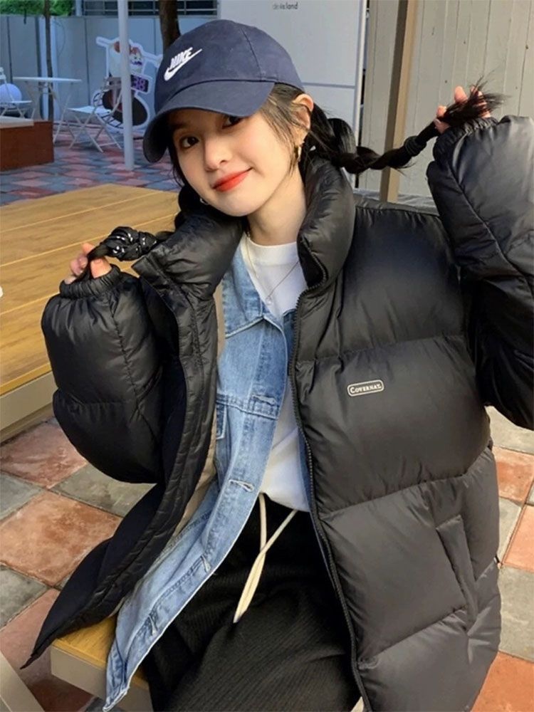ChicShe 2025 New Down Jacket For Women, Short Stand Collar, White Duck Down, Thickened, Unisex Couple Puffer Jacket, Winter Coat_voghion.com