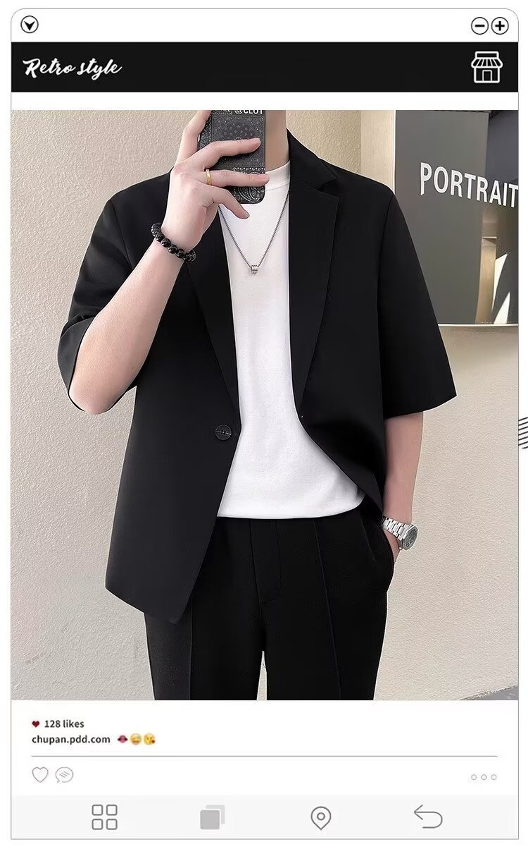 Completo estivo da uomo a maniche corte, slim fit, casual, alla moda, con maniche a sette quarti, piccolo blazer coreano_voghion.com