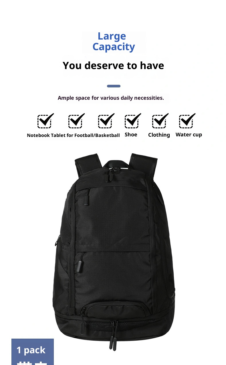 ActiveGo Large Capacity Travel Dry Wet Separation Outdoor Sports Fitness Men Basketball Backpack Football Bag Independent Shoe_voghion.com