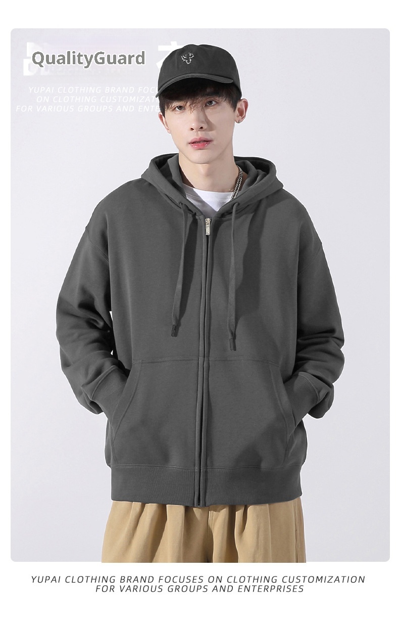 ragazzo Ragazzo National Trend Cardigan pesante con ricamo Unisex Cappotto in spugna con spalle cadenti Felpa con cappuccio e cerniera Stampa personalizzata_voghion.com