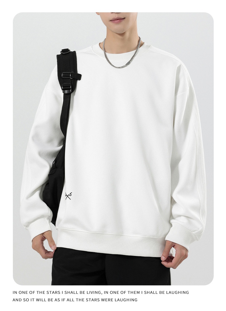 boy Boy Boy Heavyweight Sweatshirt Simple Print Basic Style Casual Trendy Crew Neck Pullover Inner Wear Long Sleeve Top Men's Jacket_voghion.com