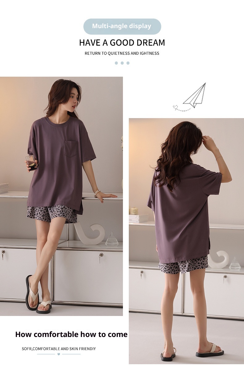 ChicShe New Chest Pad Pajamas For Women, Pure Cotton Short Sleeve Comfortable Cute Pajamas, Summer Internet Celebrity Homewear_voghion.com