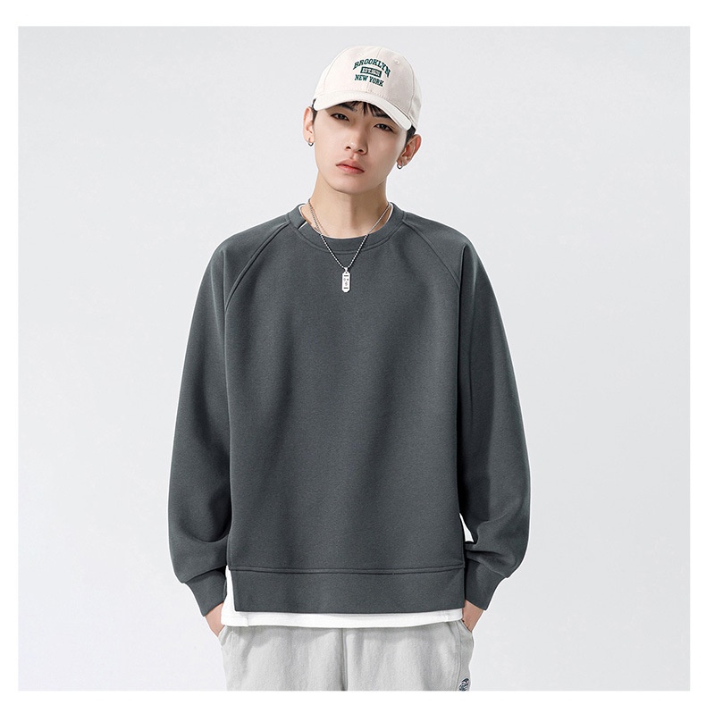 Sweat-shirt deux pièces à col rond en polaire épaisse et ample à manches longues pour homme, modèle Boy Autumn Kun Hai Peng Yun_voghion.com