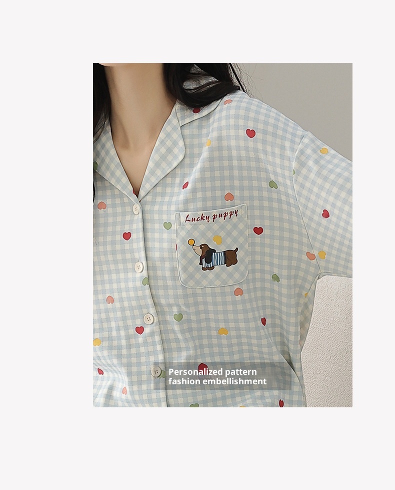 ChicShe Nuovo Pigiama in Cotone da Donna, Cardigan con Colletto Risvoltato Autunnale, Design Stampato Dolce e Carino, Adatto per Capispalla,_voghion.com